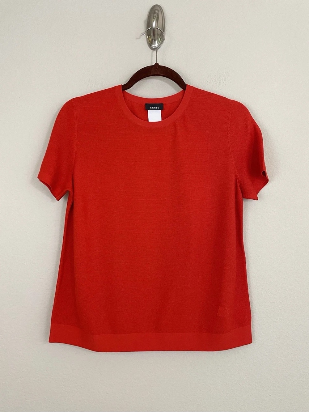 Akris Punto Vibrant Red Short Sleeve Knit Tee
